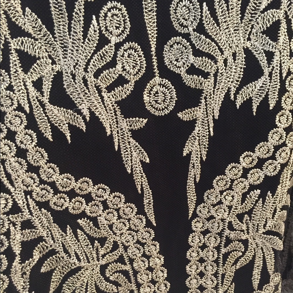 Black & Gold Sheer Embroidered Top w/tank - Picture 5 of 7